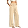 thumbnail image 1 of Maplenight Womens Wide Leg Pants with Pockets Elastic High Waist Casual Pants Work Office Evening Trousers, 1 of 7