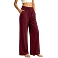 thumbnail image 1 of Maplenight Womens Wide Leg Pants with Pockets Elastic High Waist Casual Pants Work Office Evening Trousers, 1 of 7