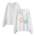 thumbnail image 1 of Maplenight Womens Zip Up Hoodie Casual Star Printed Sweatshirt Fall Winter Long Sleeve Drawstring Hoodies with Pocket, 1 of 2