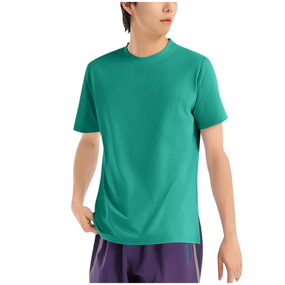 Maplenight Workout Shirts for Men Short Sleeve Crew Neck Stretch Running Tee Tops Solid Color Casual Athletic T-Shirt
