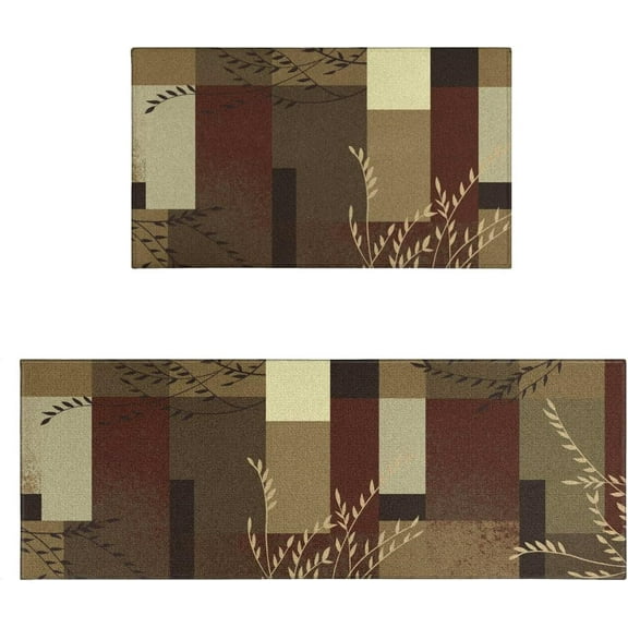 Maples Highland Textured Print Multicolor Kitchen Rug and Sets 2 Piece Non Skid Washable mat for Kitchen mats Floor White Kitchen Decor