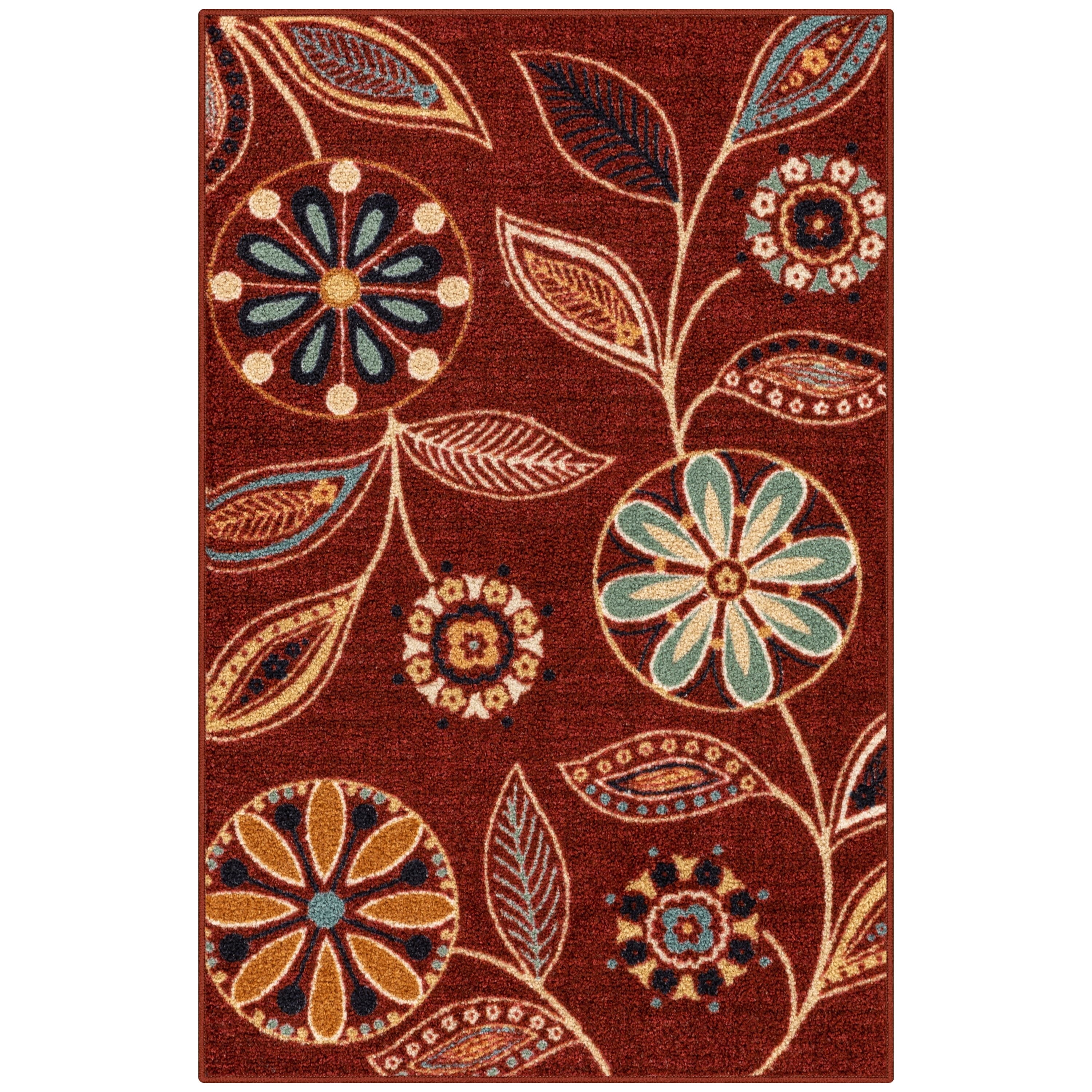 Maples Rug Reggie Multi Floral Washable Small Entryway Accent Rug for