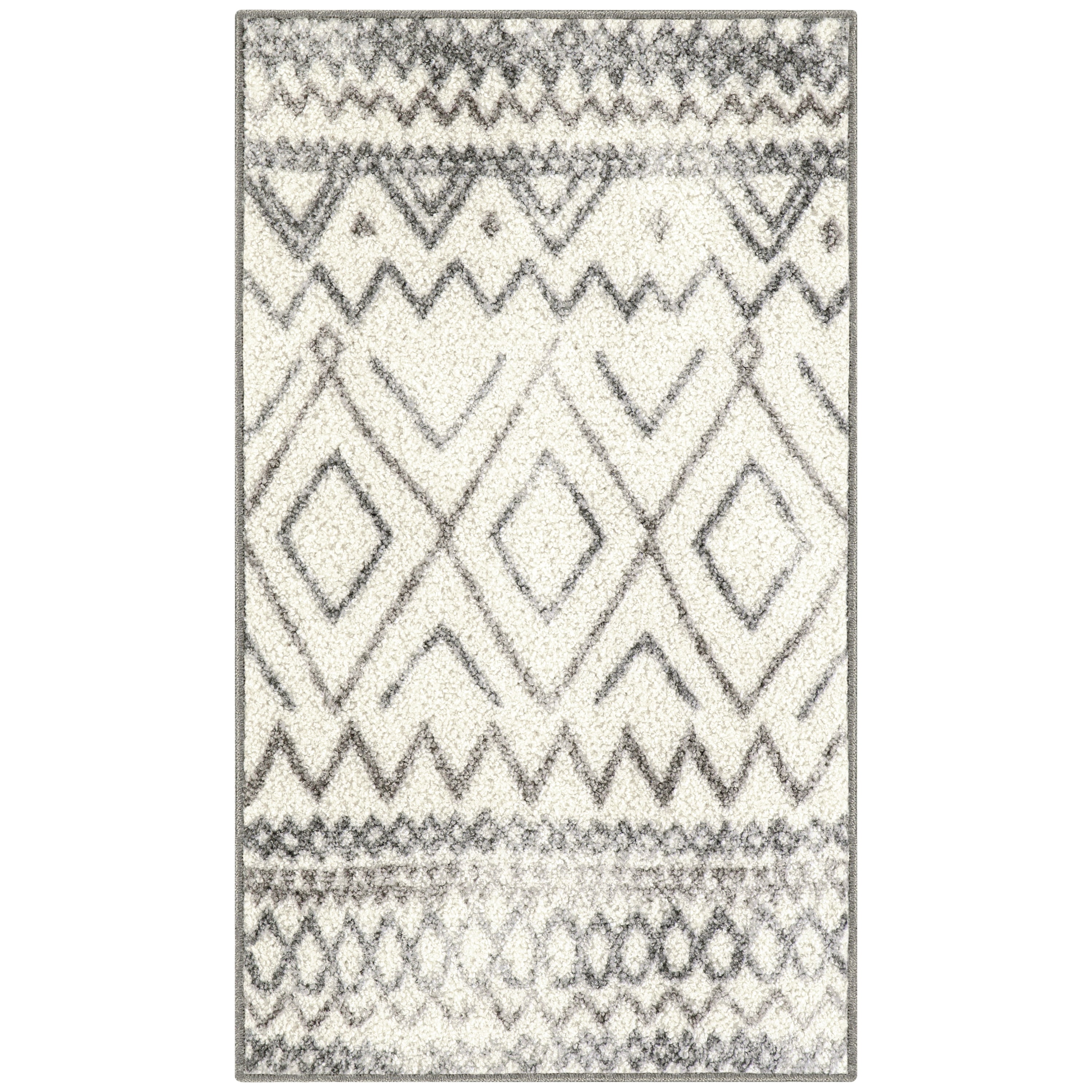 Maples Rugs Distressed Bohemian Diamond Ivory/Gray Indoor Accent Rug, 1'8" x 2'10"