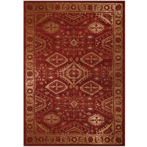 Maples Rugs Georgina Traditional Vintage Red Gold Non Slip Indoor Area Rug, 5' x 7'