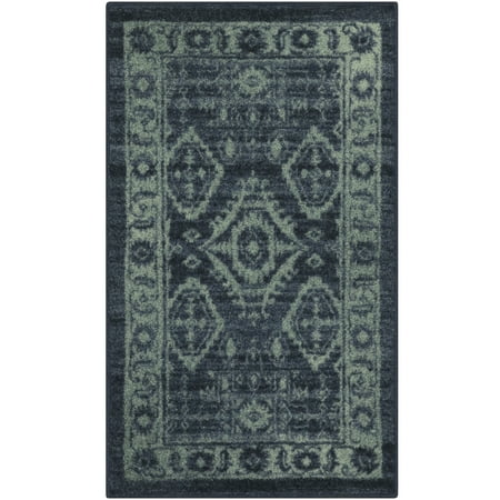 Maples Rugs Georgina Traditional Vintage Navy Green Washable Entryway Area Rug, 1'8 x 2'10