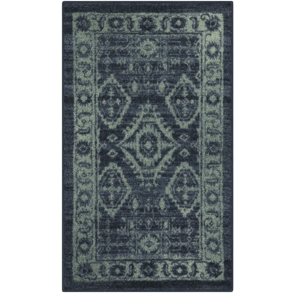 Maples Rugs Georgina Traditional Vintage Navy Green Washable Entryway Area Rug, 1'8 x 2'10