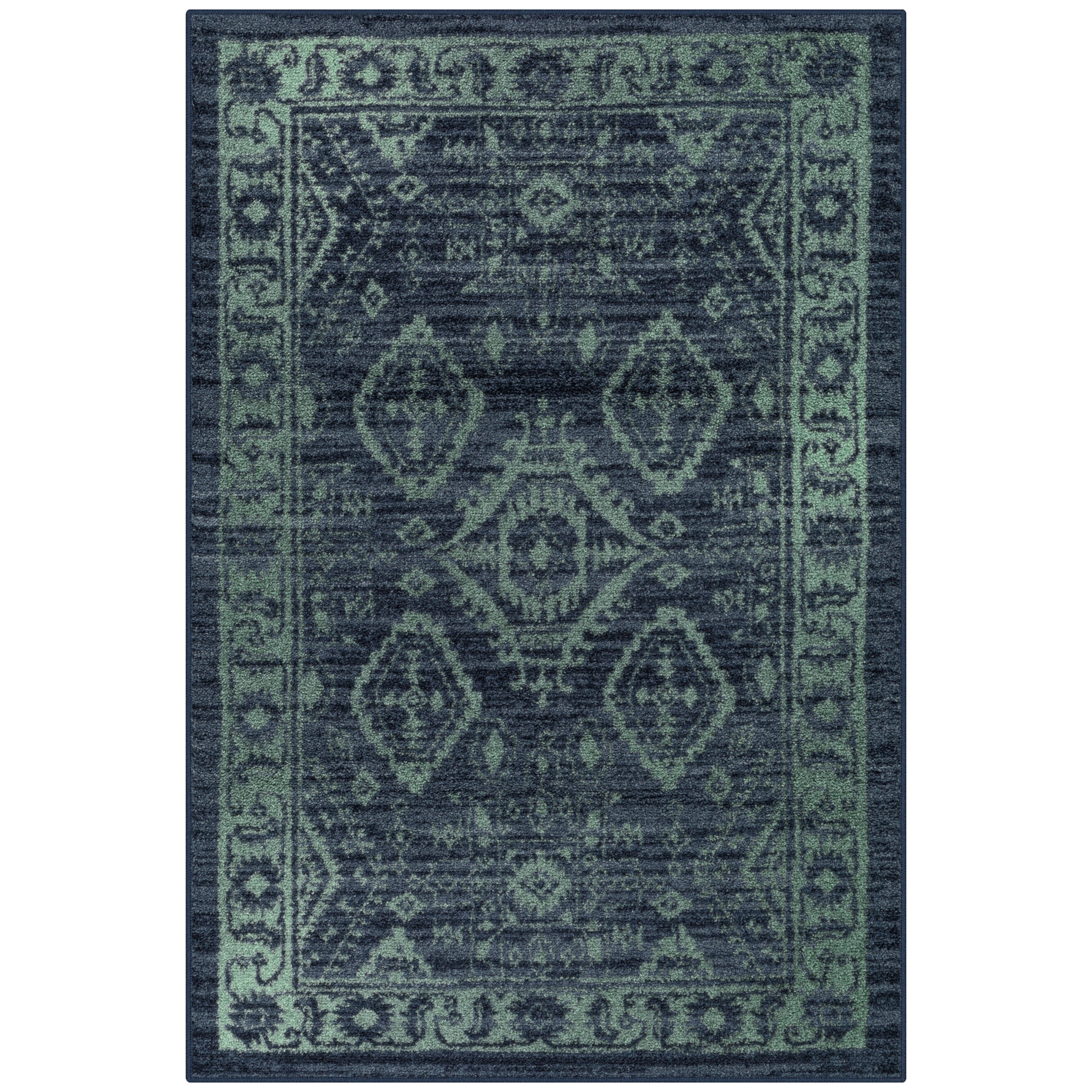 Blue Spot Washable Rectangular Synthetic Rug 5' x 7'