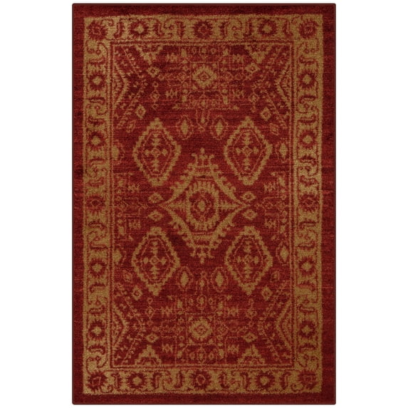 Maples Rugs Georgina Traditional Vintage Red Gold Washable Entryway Area Rug, 2'6 x 3'10