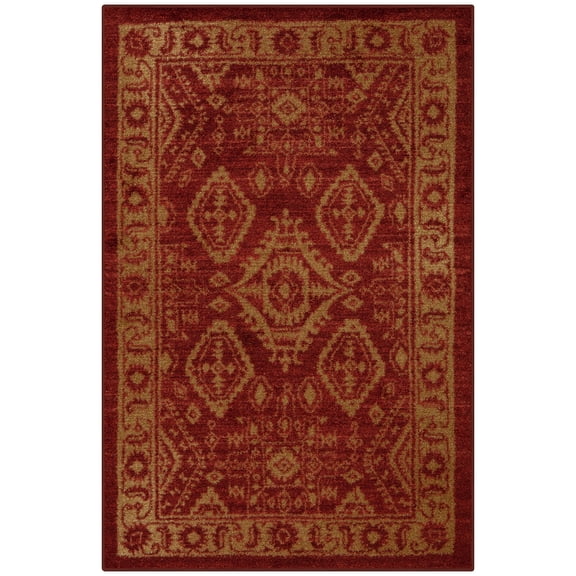 Maples Rugs Georgina Traditional Vintage Red Gold Washable Entryway Area Rug, 2'6 x 3'10