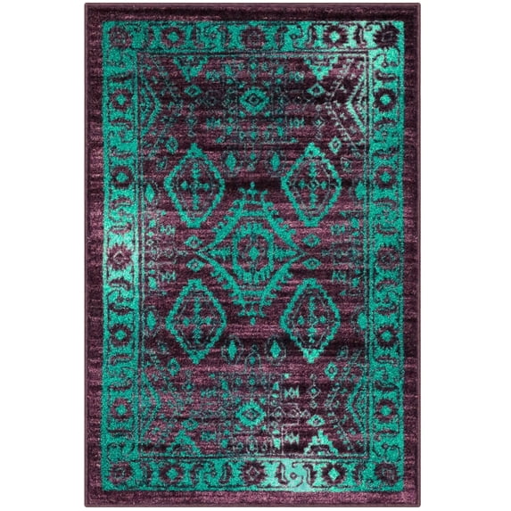 Maples Rugs Georgina Traditional Vintage Wineberry Washable Entryway Area Rug, 2'6 x 3'10