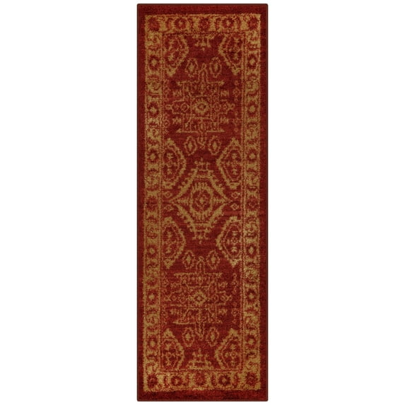 Maples Rugs Georgina Traditional Vintage Red Gold Washable Hallway Runner Rug, 1'8 x 5'