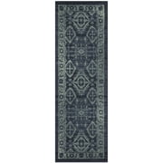 Maples Rugs Georgina Traditional Vintage Navy Green Washable Hallway Runner Rug, 2' x 6'