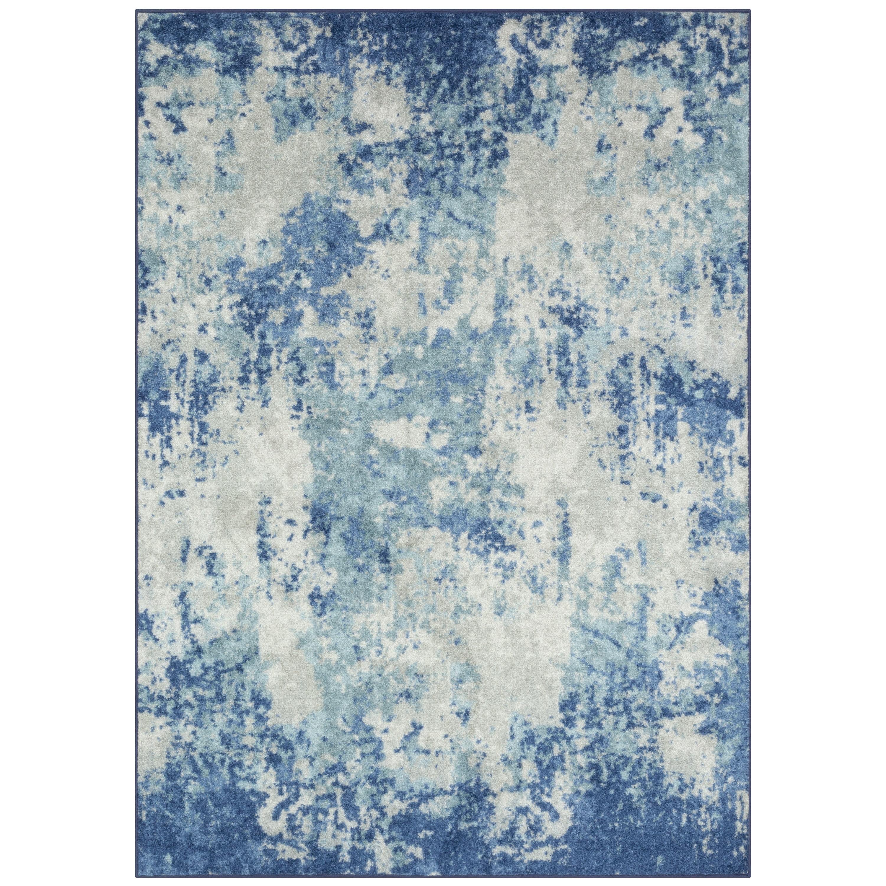 Maples Rugs Horizon Modern Abstract Arctic Blue Non Slip Indoor Area Rug, 5' x 7'
