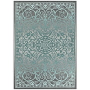 Maples Rugs Pelham Transitional Vintage Scroll Grey Blue Non Slip Indoor Area Rug, 5' x 7'