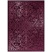 Maples Rugs Pelham Transitional Vintage Scroll Wineberry Non Slip Indoor Area Rug, 5 x 7