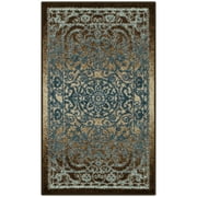 Maples Rugs Pelham Transitional Vintage Scroll Blue Brown Washable Entryway Area Rug, 1'8 x 2'10