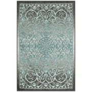 Maples Rugs Pelham Transitional Vintage Scroll Grey Blue Washable Entryway Area Rug, 1'8 x 2'10