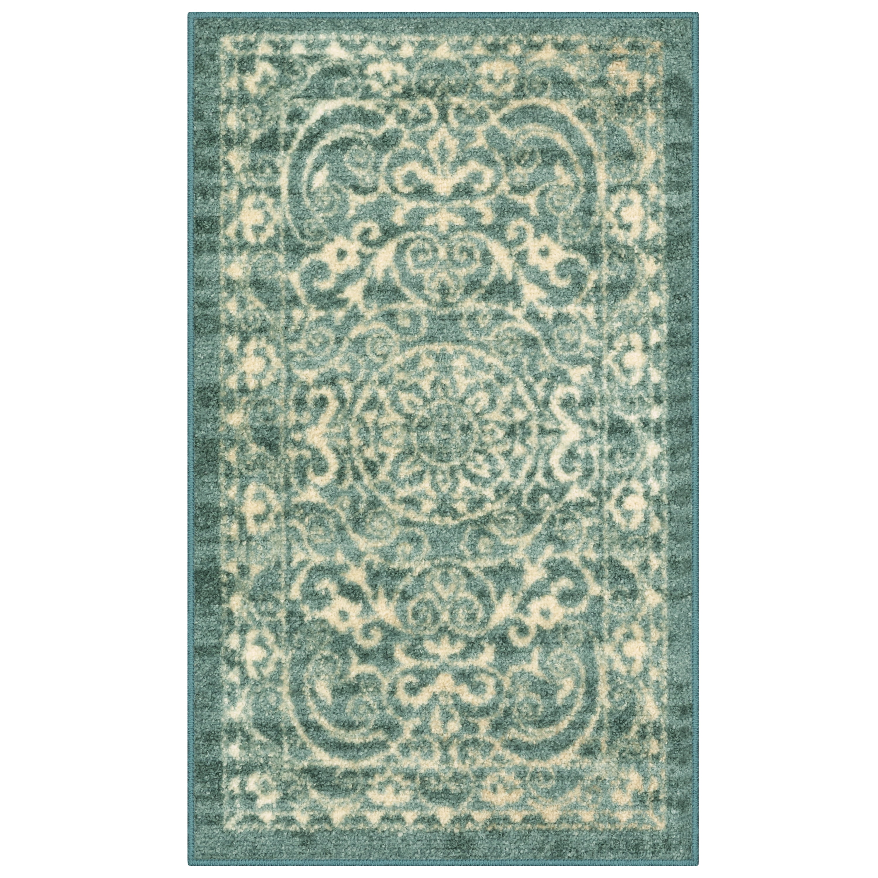 Spa Blue Tufted Washable Rectangular Rug 5' x 7'