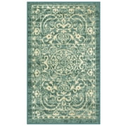 Maples Rugs Pelham Transitional Vintage Scroll Light Spa Washable Entryway Area Rug, 18 x 210