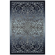 Maples Rugs Pelham Transitional Vintage Scroll Navy Grey Washable Entryway Area Rug, 1'8 x 2'10