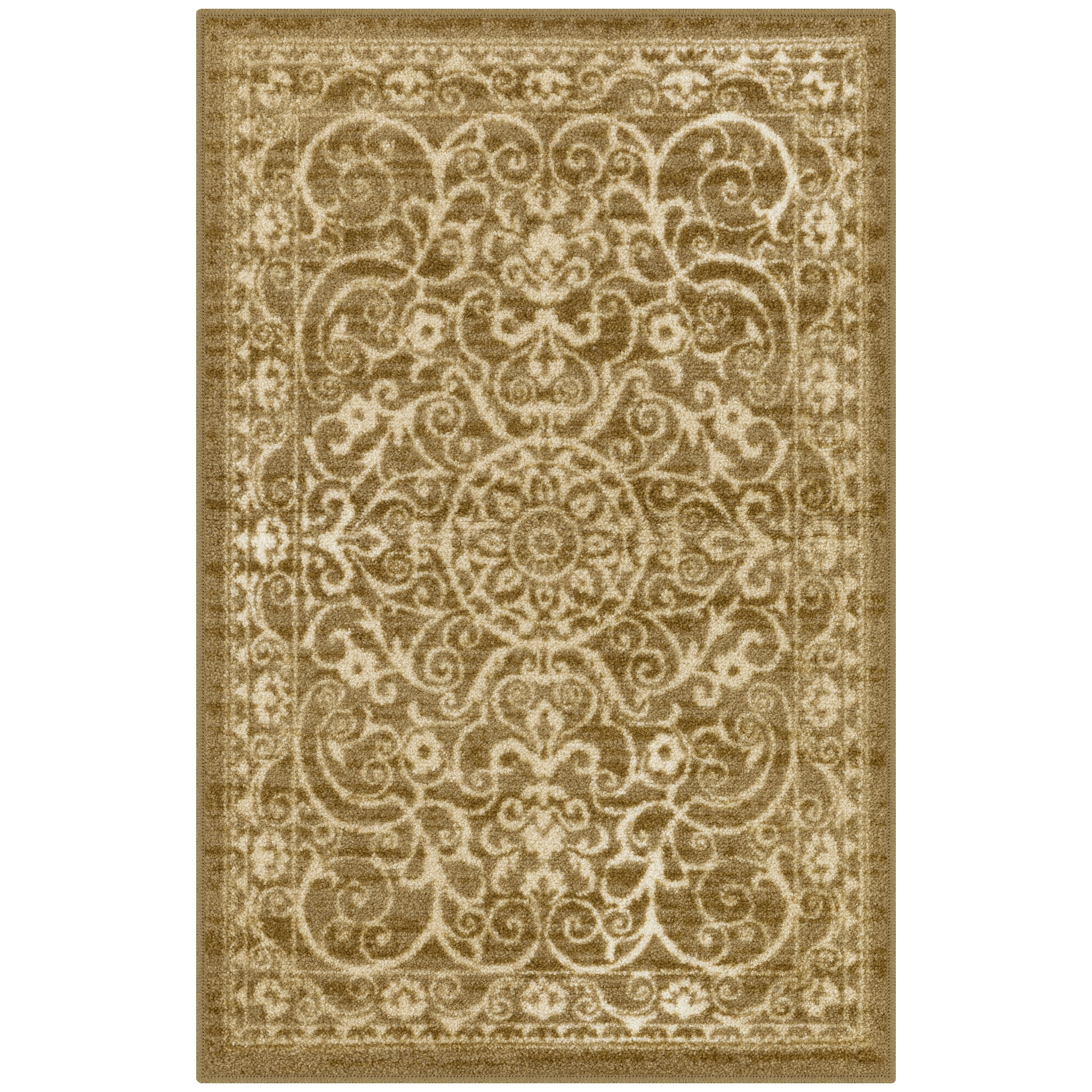 Maples Rugs Pelham Medallion Textured Beige Indoor Entryway Area Rug, 2'6" x 3'10"
