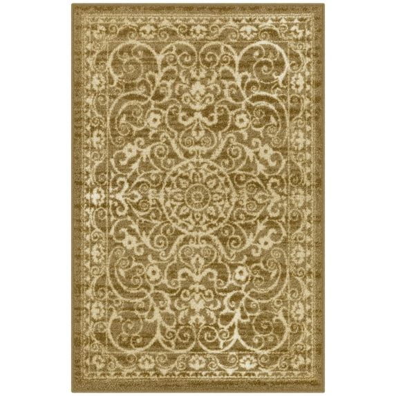 Maples Rugs Pelham Medallion Textured Beige Indoor Entryway Area Rug, 2'6" x 3'10"
