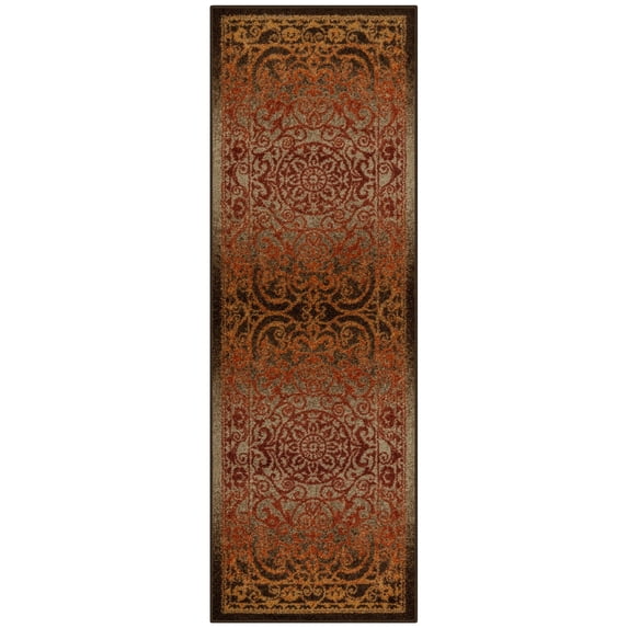 Maples Rugs - A - Pelham Medallion Washable Indoor Runner Rugs, 2' x 6', Rustique
