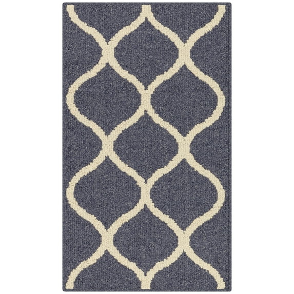 Maples Rugs - A - Rebecca Geometric Washable Indoor Accent Rugs, 1'8 x 2'10, Indigo/Ivory
