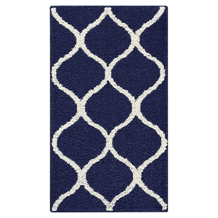 Maples Rugs Rebecca Moroccan Trellis Washable, Non-Slip, Low Profile Indoor Runner Rug, 2' x 6', Grey