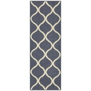 Maples Rugs - A - Rebecca Geometric Washable Indoor Runner Rugs, 1'9 x 5', Indigo/Ivory