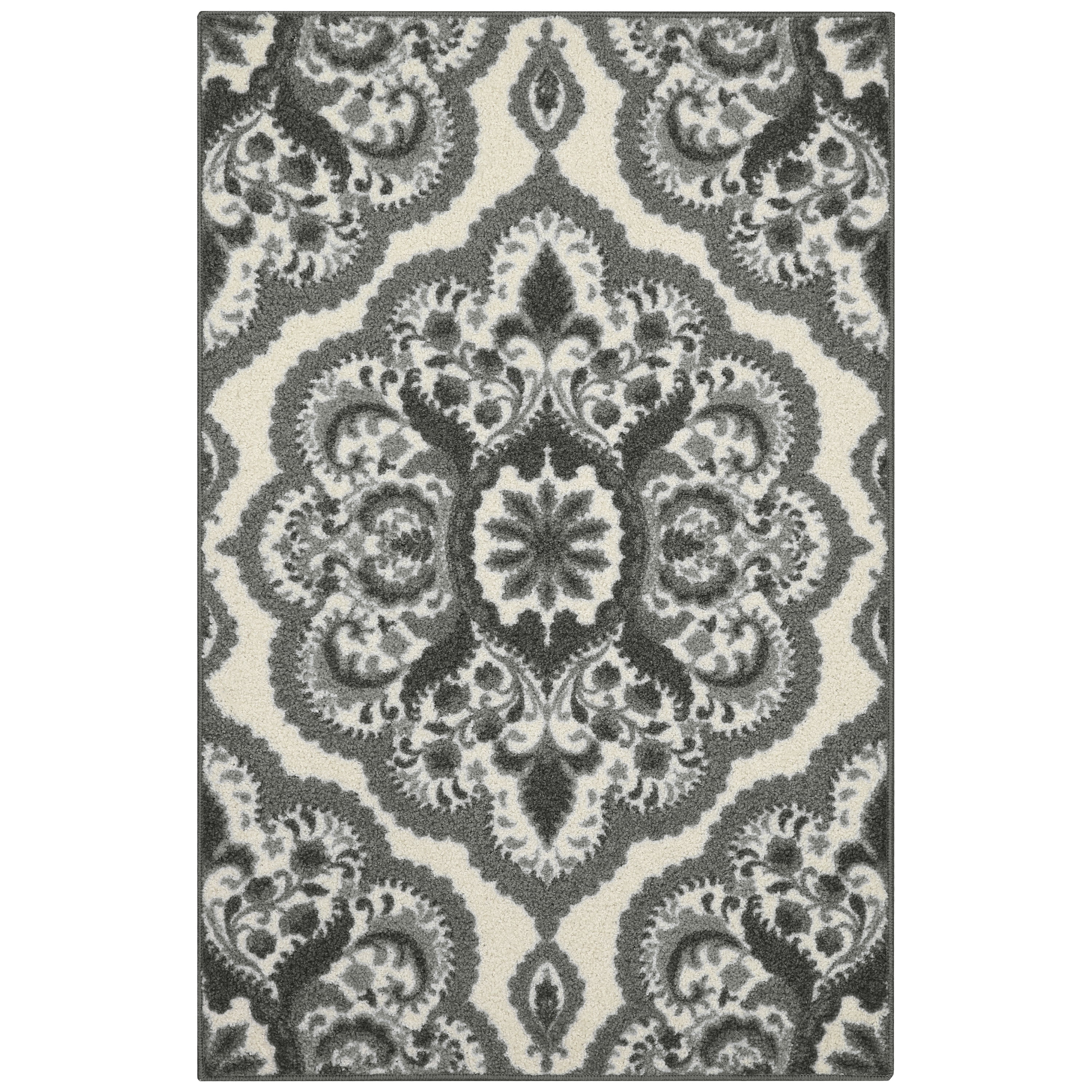 Maples Rugs Vivian Transitional Medallion Grey Washable Entryway Area Rug, 2'6 x 3'10