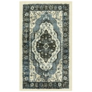 Maples Rugs Caprice Bohemian Washable Entryway Accent Rug for Indoor, 1'8" x 2'10", Neutral/Blue