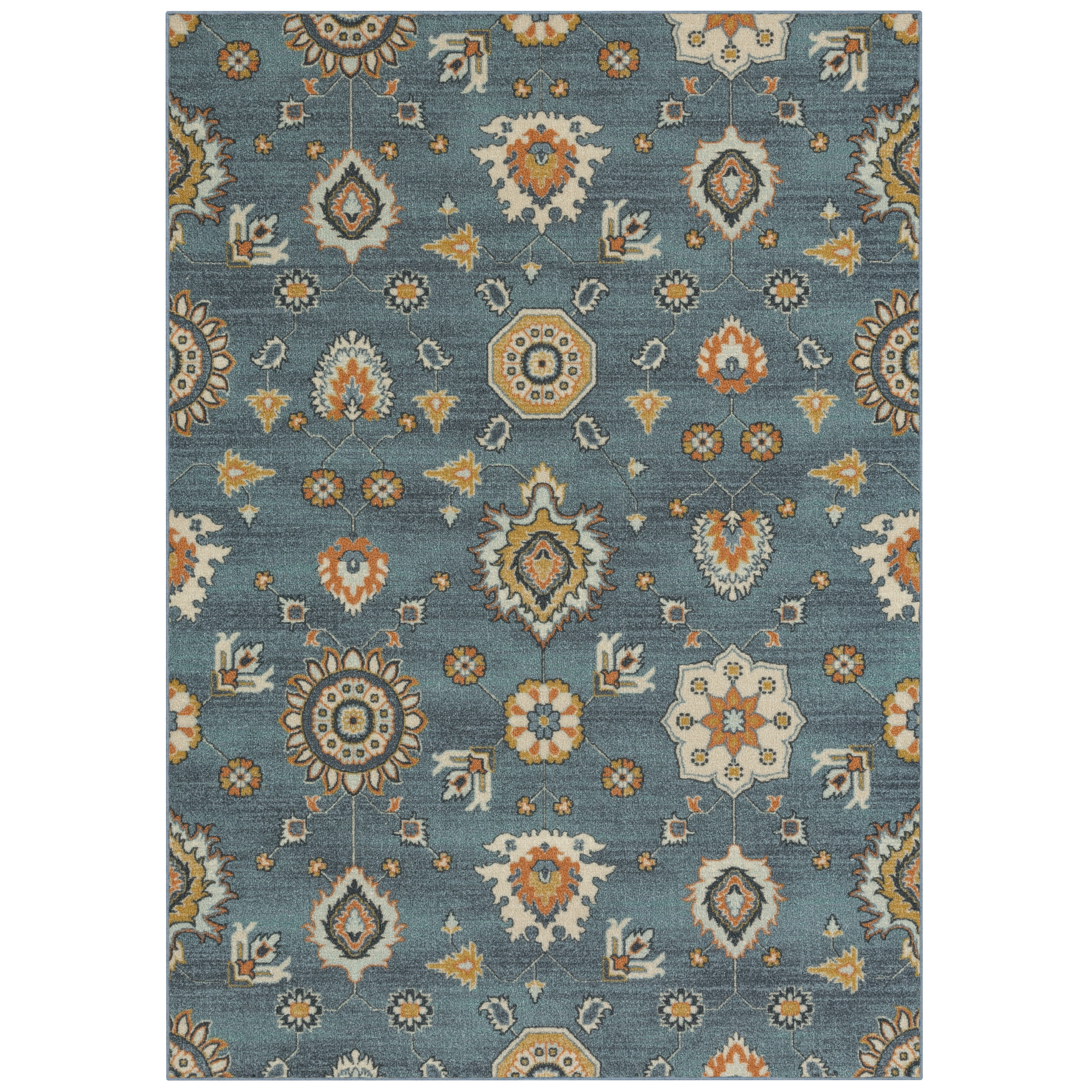 Radiant Gray Floral Tufted Polyester Runner Rug, 2' x 6'
