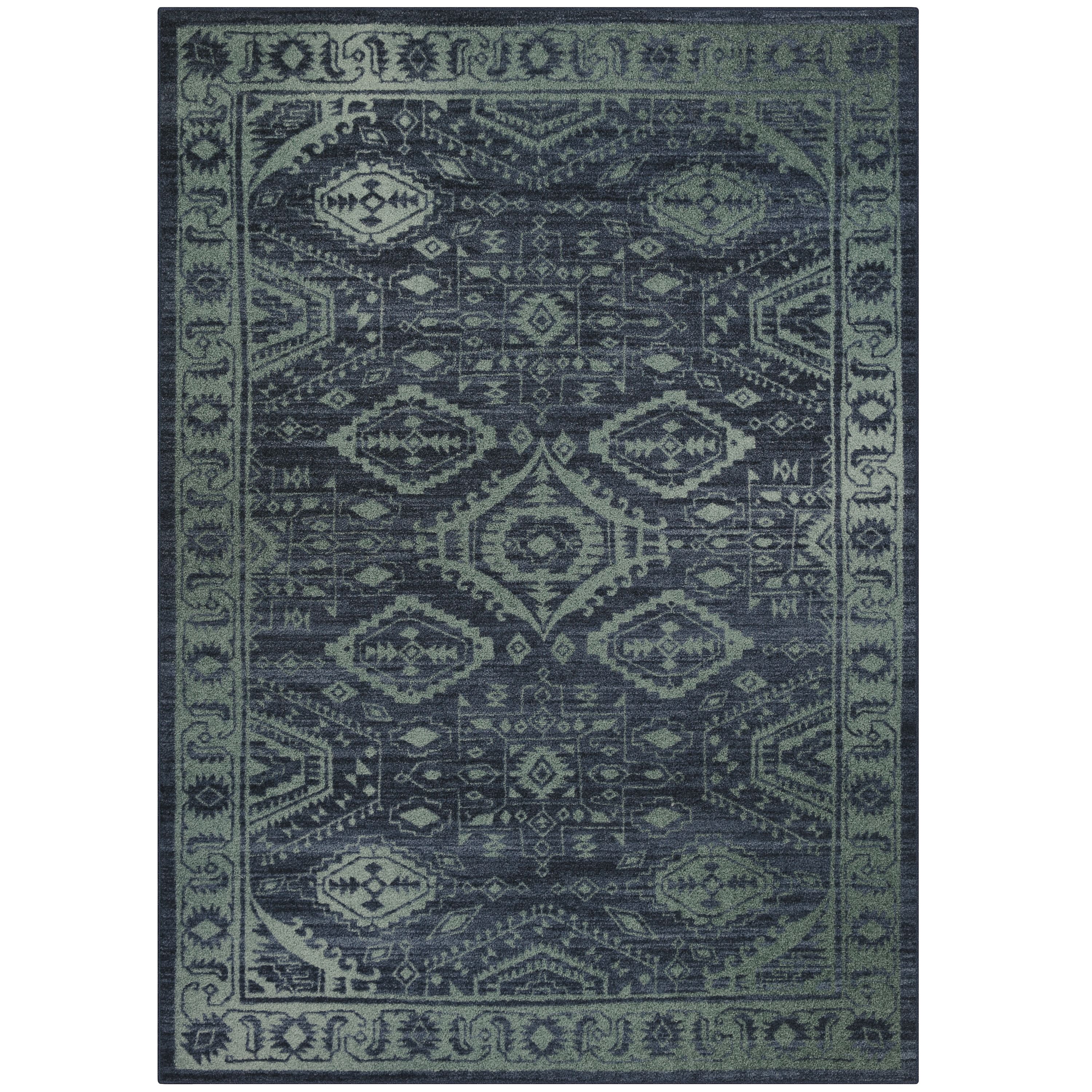 Maples Rugs Global Arya Indoor Entryway Accent Rug, NavyGreen, 1'8"x2