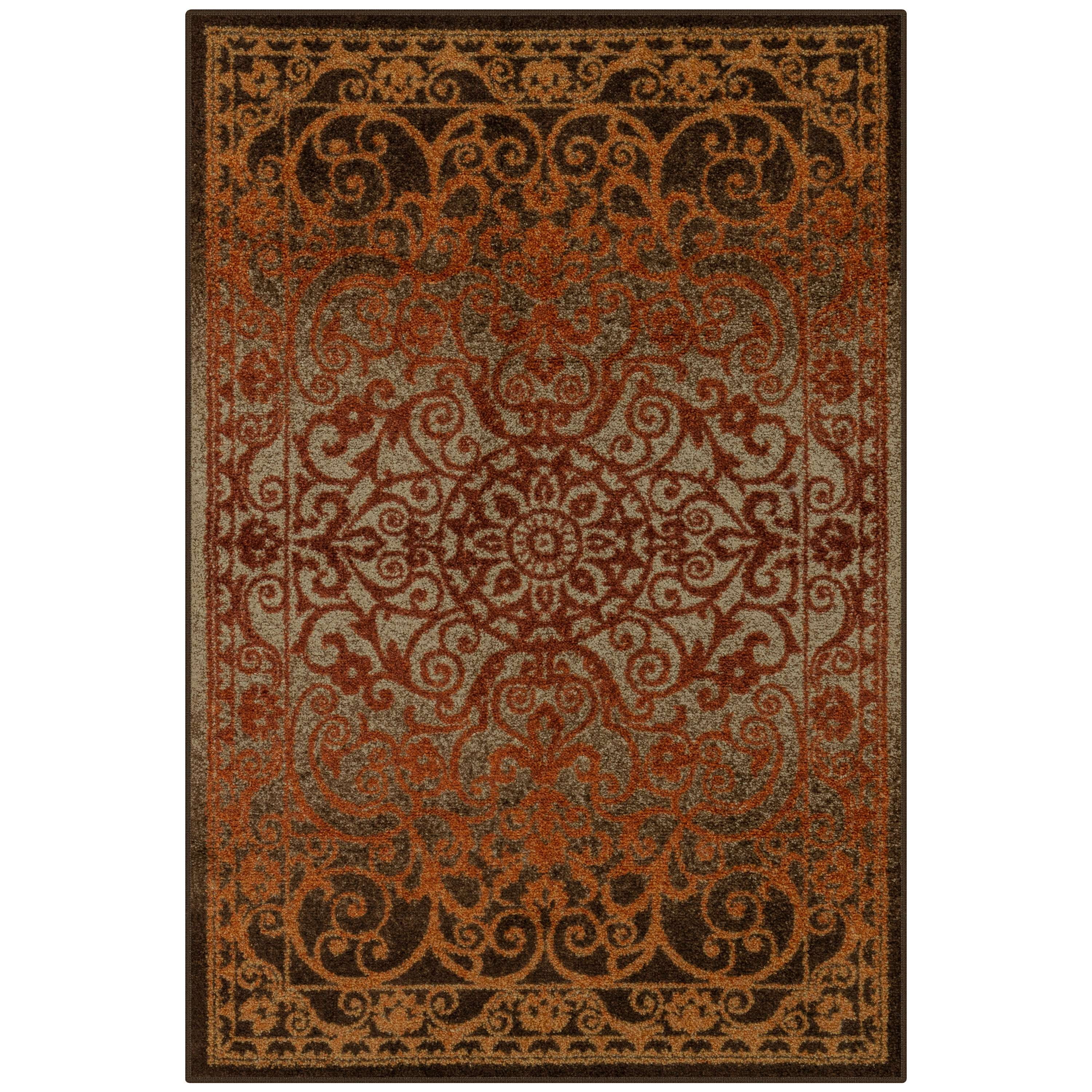 Maples Rugs India Medallion Textured Rust Brown Indoor Area Rug, 2'6"x3