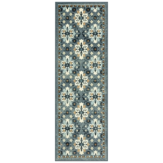 Maples Rugs Adeline Traditional Indoor Washable Runner Rug, 2' x 6', Blue