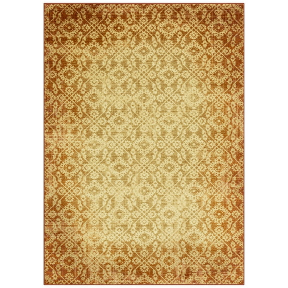 Maples Rugs Arden Farmhouse Trellis Gold Terracotta Non Slip Indoor Area Rug, 5' x 7'