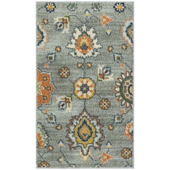 Maples Rugs - Made in USA - Fleur Contemporary Floral Indoor Accent Rugs, 1'8 x 2'10, Neutral/Beige