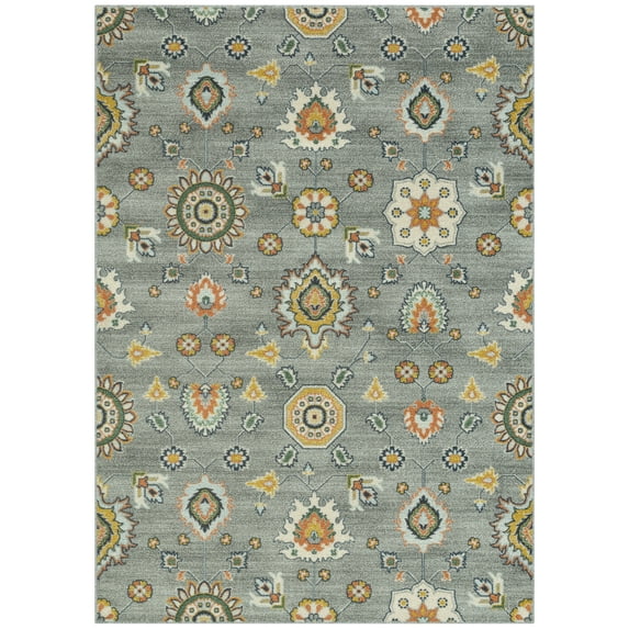 Maples Rugs - Made in USA - Fleur Contemporary Floral Indoor Area Rugs, 5' x 7', Radiant Grey