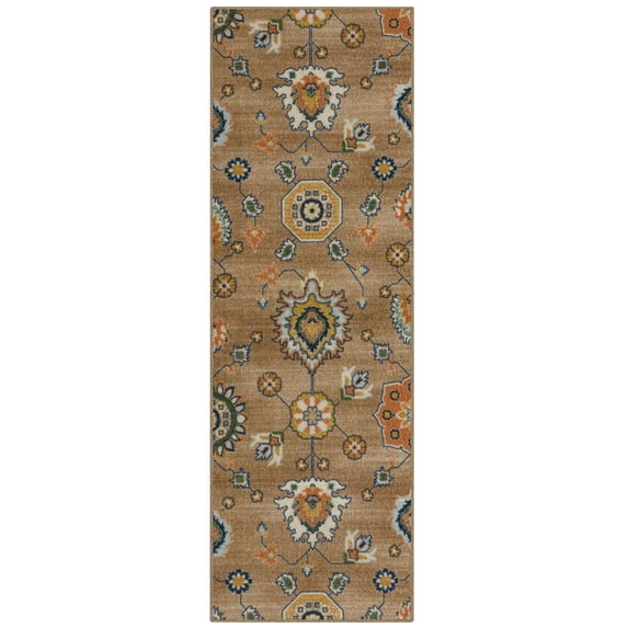 Maples Rugs - Made in USA - Fleur Contemporary Floral Indoor Runner Rugs, 2' x 6', Blue