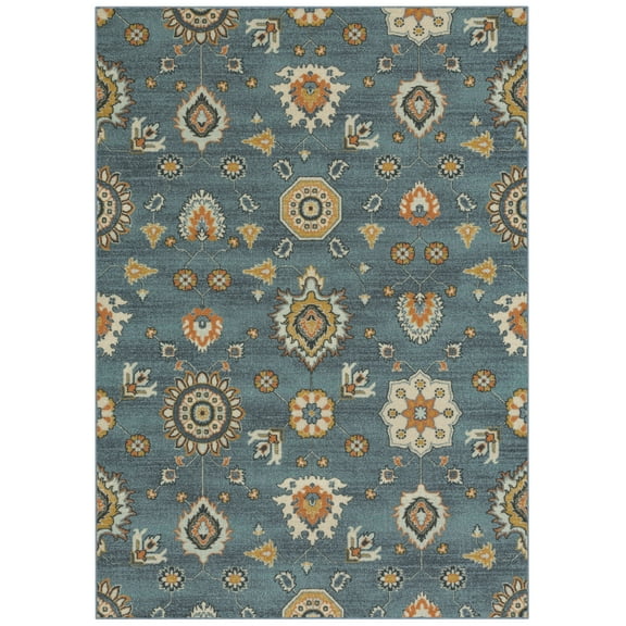 Maples Rugs - Made in USA - Fleur Contemporary Floral Indoor Runner Rugs, 2' x 6', Radiant Grey