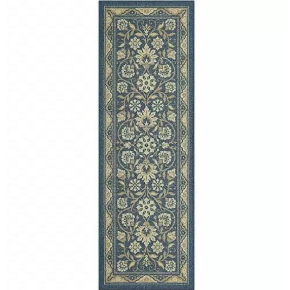 Blue Hall Rug Maples Rugs Florence Traditional Swirl Blue Washable Hallway Runner Rug ...