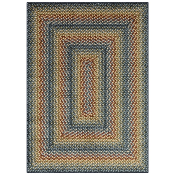 Maples Rugs Marion Bohemian Braided-Style Print Low Pile, Non-Slip, Pet-Friendly Indoor Rug, 5' x 7', Multi-Color
