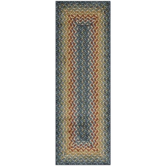 Maples Rugs Marion Bohemian Braided Multicolor Washable Hallway Runner Rug, 2' x 6'