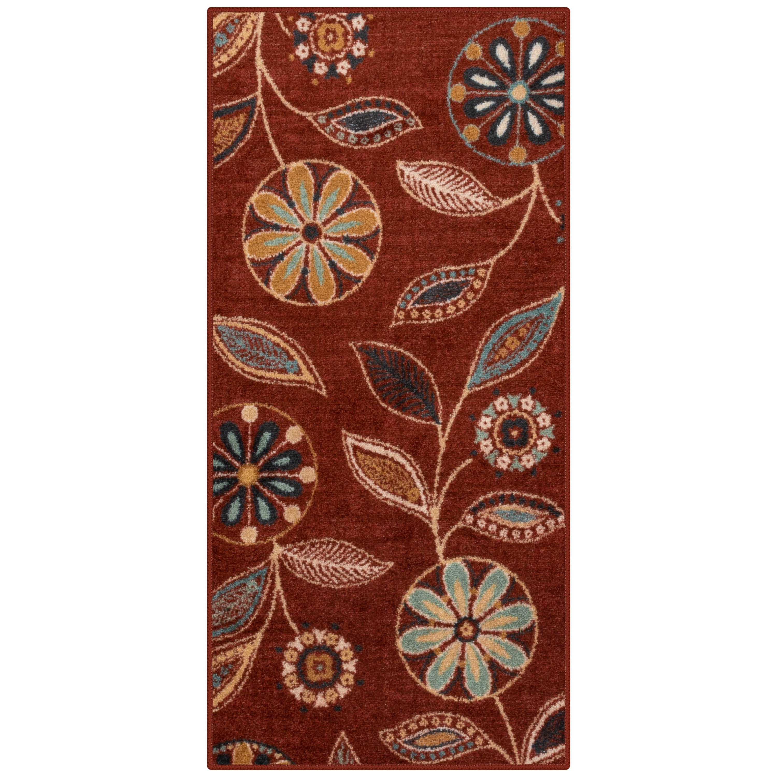 Maples Rugs Reggie Bohemian Floral Merlot Washable Hallway Runner Rug ...