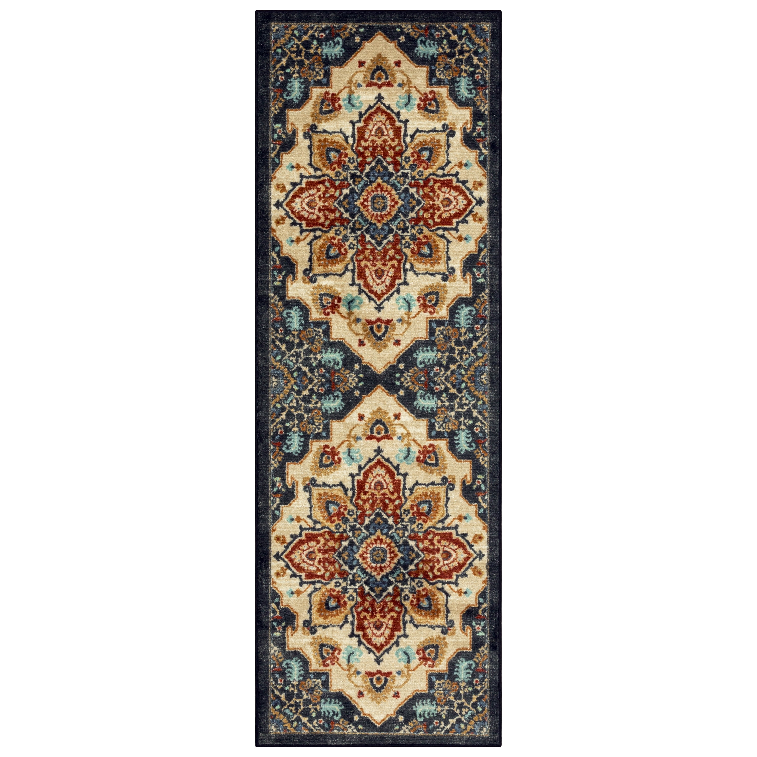 Maples Rugs Ruby Transitional Medallion Red Gold Washable Hallway ...