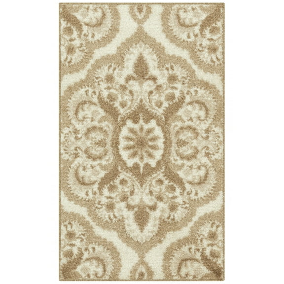 Maples Rugs Vivian Transitional Medallion Beige Washable Entryway Area Rug, 1'8 x 2'10