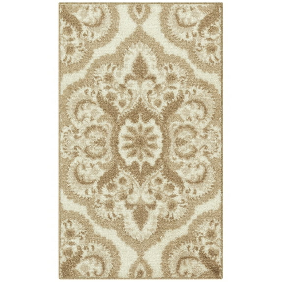 Maples Rugs Vivian Transitional Medallion Beige Washable Entryway Area Rug, 1'8 x 2'10