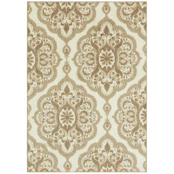 Maples Rugs Vivian Transitional Medallion Beige Non Slip Indoor Area Rug, 5' x 7'