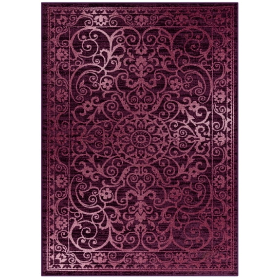 Maples Rugs Pelham Medallion Textured Purple Red Indoor Living Room Area Rug, 7' x 10'